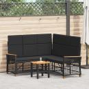 ARDEBO.de - Garten Liegesofa Set Schwarz 164 x 164 x 112 cm Poly-Rattan