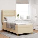ARDEBO.de - Boxspringbett mit Matratze Dunkelgrau 90x190 cm Creme Stoff