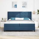 ARDEBO.de - Boxspringbett mit Matratze mit Kopfteil Blau 200 x 200 cm Stoff