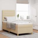 ARDEBO.de - LED Boxspringbett mit Matratze Creme 90 x 200 cm Stoff