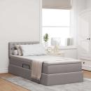 ARDEBO.de - Bett mit Stauraum und LED mit Matratze Taupe 100 x 200 cm Stoff