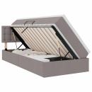 ARDEBO.de - Bett mit Stauraum und LED mit Matratze Taupe 100 x 200 cm Stoff