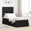 ARDEBO.de - Bett mit Stauraum und LED Schwarz 100 x 200 cm Polyester