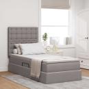 ARDEBO.de - Bett mit Stauraum und LED mit LED Taupe 90 x 200 cm Polyester