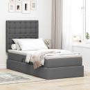 ARDEBO.de - Bett mit Stauraum und LED Dunkelgrau 100 x 200 cm Polyester