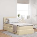 ARDEBO.de - Bett mit Stauraum und LED mit Matratze Creme 90 x 200 cm Stoff
