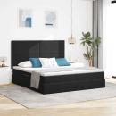ARDEBO.de - Bett mit LED-Lichtleisten Schwarz 180 x 200 cm Samt