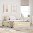 Bett mit Stauraum und LED mit Matratze Creme 140 x 200 cm Stoff