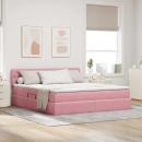 ARDEBO.de - Bett mit Stauraum und LED mit Matratze Rosa 180 x 200 cm Samt