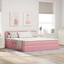 ARDEBO.de - Bett mit Stauraum und LED mit Matratze Rosa 180 x 200 cm Samt