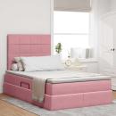 ARDEBO.de - Bett mit Stauraum und LED mit Matratze Rosa 120 x 200 cm Samt