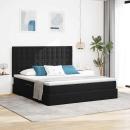 ARDEBO.de - Bett mit Stauraum und LED mit LED Schwarz 160 x 200 cm Samt