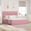 ARDEBO.de - Bett mit Stauraum und LED mit Matratze Rosa 180 x 200 cm Samt