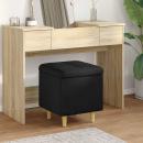 ARDEBO.de - Aufbewahrungsottomane mit Kissen Schwarz 40 x 40 x 45 cm Stoff