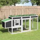 Hühnerstall Grau 204x50x84 cm Massivholz Kiefer