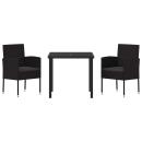 ARDEBO.de - Garten Essgruppe mit Kissen 3 pcs Schwarz Poly-Rattan