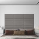 Wandkopfteilen 12 Stk. 60 x 15 cm Hellgrau Stoff