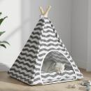Haustier-Tipi mit Kissen Weiß und Grau 50 x 50 x 60 cm
