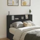 Stauraum Kopfteil mit LED Schwarz Holzwerkstoff
