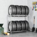 ARDEBO.de - Reifenregal mit 2 Böden Silbern 110x40x110 cm Stahl