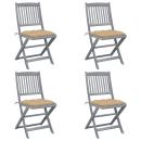 ARDEBO.de - Klappbare Gartenstühle 4 Stk. mit Kissen Massivholz Akazie