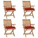 ARDEBO.de - Klappbare Gartenstühle mit Kissen 4 Stk. Massivholz Teak