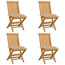 ARDEBO.de - Gartenstühle mit Beige Kissen 4 Stk. Massivholz Teak