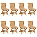 ARDEBO.de - Gartenstühle mit Beigen Kissen 8 Stk. Massivholz Teak