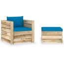 ARDEBO.de - 2-tlg. Garten-Lounge-Set mit Kissen Grün Imprägniertes Holz