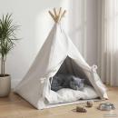 Haustier-Tipi mit Kissen Weiß 50 x 50 x 60 cm Polyester