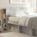 Kopfteil Schrank mit Speicher Betongrau Holzwerkstoff