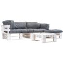 ARDEBO.de - 4-tlg. Paletten-Lounge-Set mit Kissen in Grau Holz
