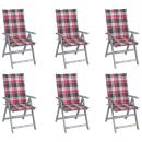 ARDEBO.de - Hochlehner Verstellbar 6 Stk. mit Auflagen Massivholz Akazie