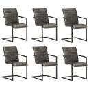 Freischwinger 6 Stk. Grau Echtleder