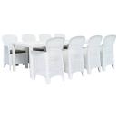 ARDEBO.de - 9-tlg. Garten-Essgruppe Kunststoff Weiß Rattan-Optik