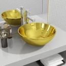 ARDEBO.de - Waschbecken 32,5 x 14 cm Keramik Golden
