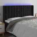 LED Kopfteil Schwarz 183x16x118/128 cm Samt