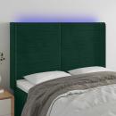 LED Kopfteil Dunkelgrün 147x16x118/128 cm Samt