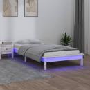 Massivholzbett mit LEDs Weiß 75x190 cm