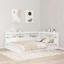 Bücherregal-Bett mit Kopfteil Weiß 150 x 200 cm Holzwerkstoff