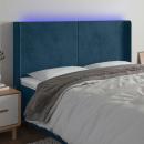 LED Kopfteil Dunkelblau 163x16x118/128 cm Samt