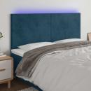 LED Kopfteil Dunkelblau 160x5x118/128 cm Samt