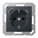 JUNG A1520-15CAANM SCHUKO-Steckdose mit USB