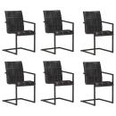 ARDEBO.de - Freischwinger 6 Stk. Schwarz Echtleder