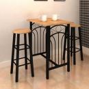 ARDEBO.de - Bartisch- und Hocker-Set 3-tlg. Holz und Stahl