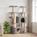 Katzennbaum mit Sisal-Kratzsäulen Hellgrau 147 cm 2 stk.