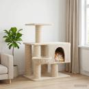 Katzennbaum mit Sisal-Kratzsäulen Creme 96 cm