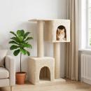 Katzennbaum mit Sisal-Kratzsäulen Creme 114 cm