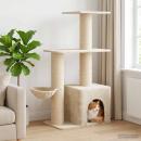 Katzennbaum mit Sisal-Kratzsäulen Creme 133 cm