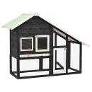 Kaninchenstall Grau und Weiß 140x63x120 cm Tanne Massivholz